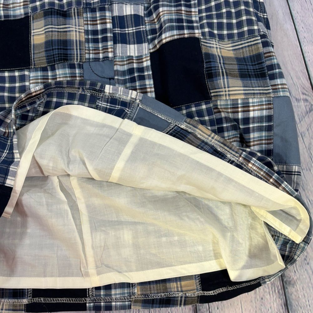 Loft Patchwork White Blue Madras Plaid Coastal Be… - image 5